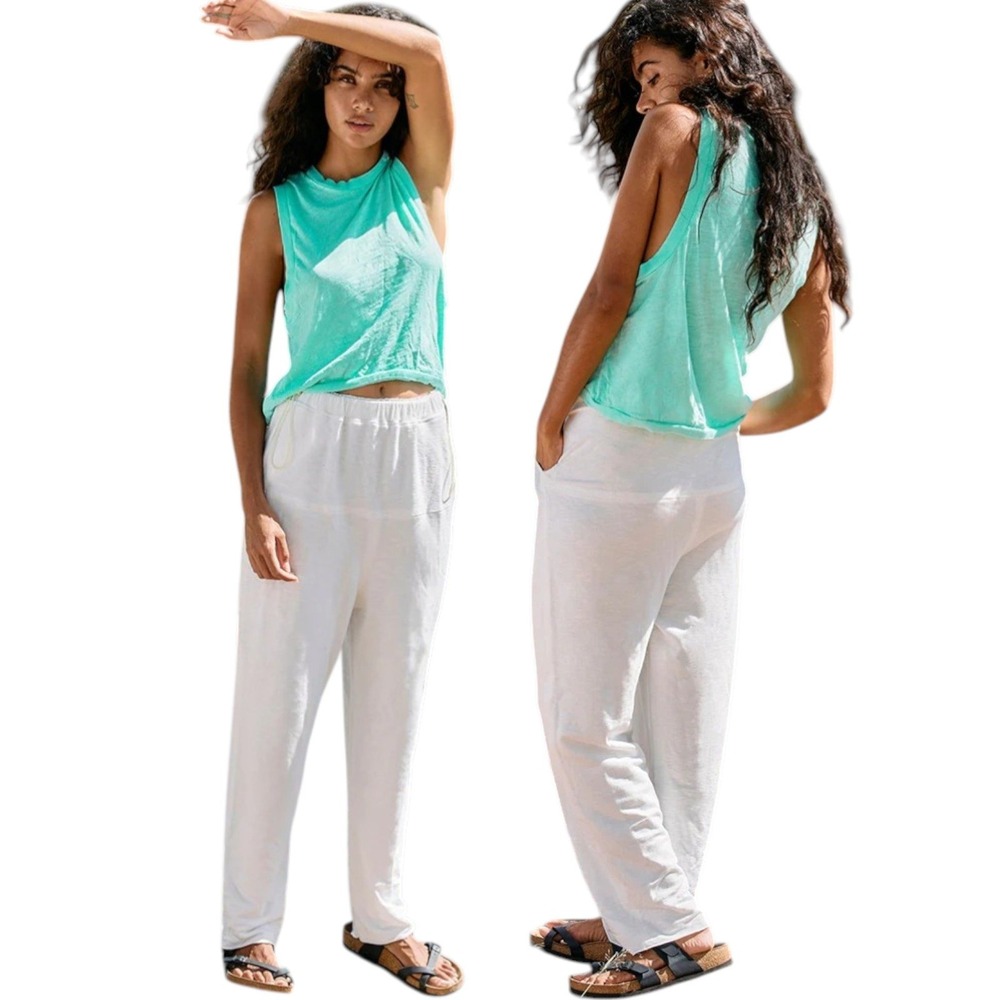 FP Movement Surfside Joggers M White Wide Leg Lounge Yoga Pants Free People